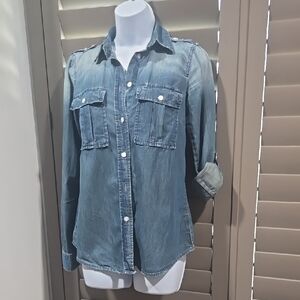 Michael By Michael Kors Light Blue Chambrey Button Down Denim Shirt
